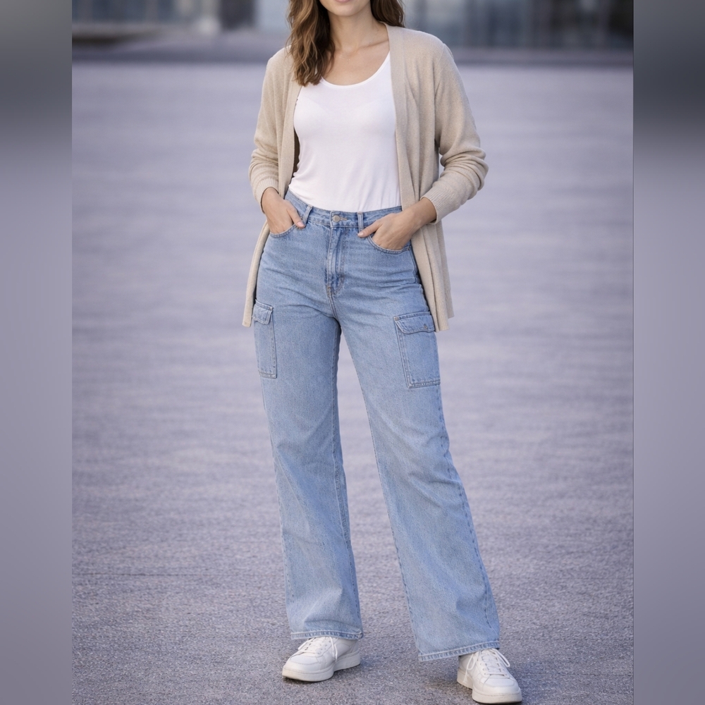 Levi Strauss Signature High Rise Loose Straight Jeans Heritage Womens 12 Utility